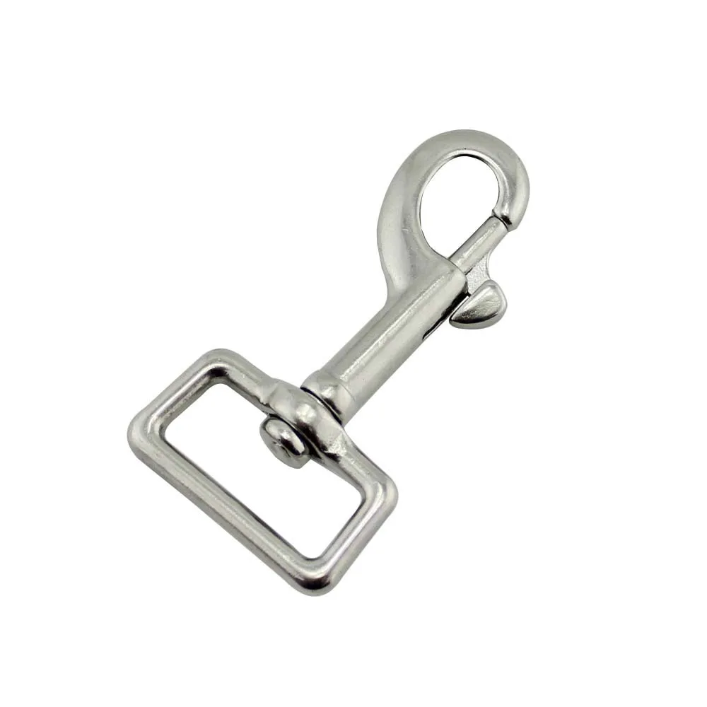 Factory hot sales Stainless Single Square Ring Swivel Snap Carabiner Chain Snap Hook