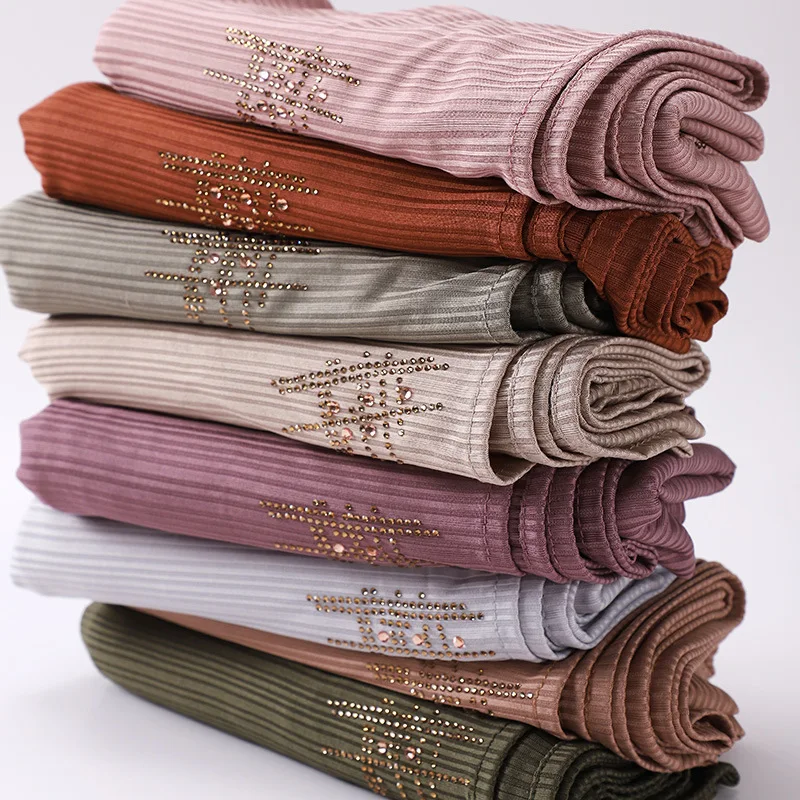 New Luxury Large Cotton Plain Stretch Scarf Women Wrap Hijab And Shawl Muslim Headscarf For Women Ladies Head Scarf