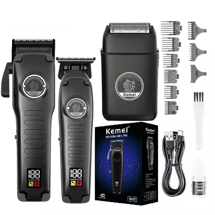 Professional Cordless Rechargeable Hair Clippers Set Km-1827 Km-H73 Barber Hair Clipper Electric Rechargeable Best Hair Trimmer