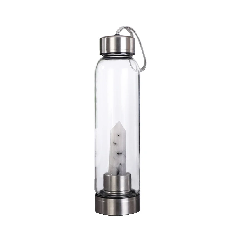 Natural Quartz Crystal Infused Water Bottle Healing Stones Crystal Bottle Crystal Water Bottle
