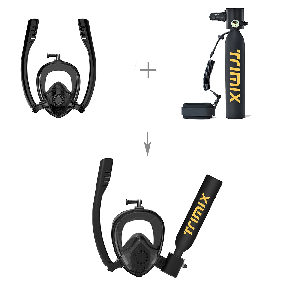 Trimix Lung Tank With Snorkeling Mask 0.5l High Oxygen Cylinder For Diving Mini Scuba Tank Black Green Yellow Diving Breathing