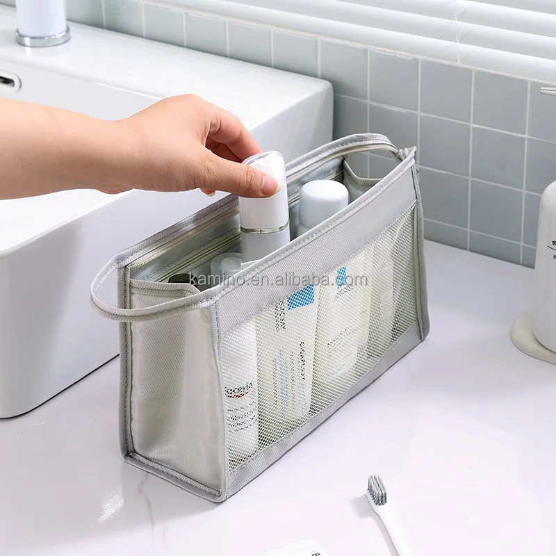 Toiletry Pouch Bath Clear Skincare Organizer Mesh Inner Pocket Zipper Makeup Pouch Cosmetic Bags Or Pouches