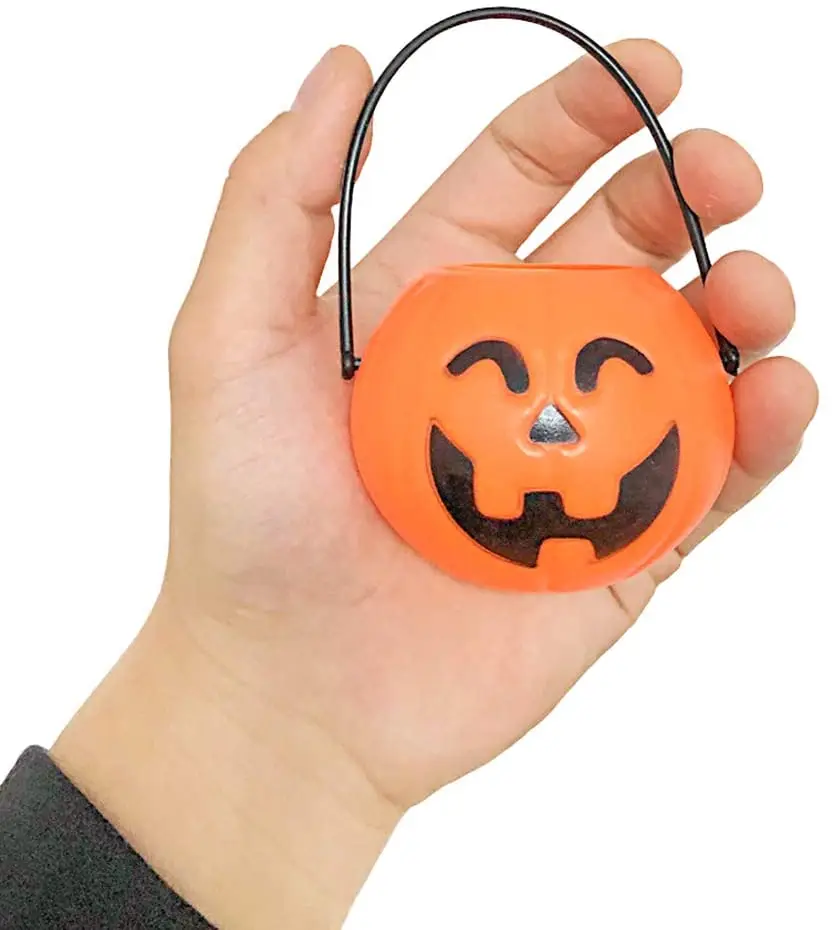 Mini Halloween Portable Pumpkin Bucket 12PCS 2.5 inches Small Candy Buckets for Children Trick or Treat
