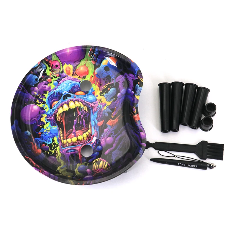 2024 New Arrival Cigarette Workbench  Tobacco Metal Rolling Tray Set Multi-Function Serving Tray Smoking Accessories Kit