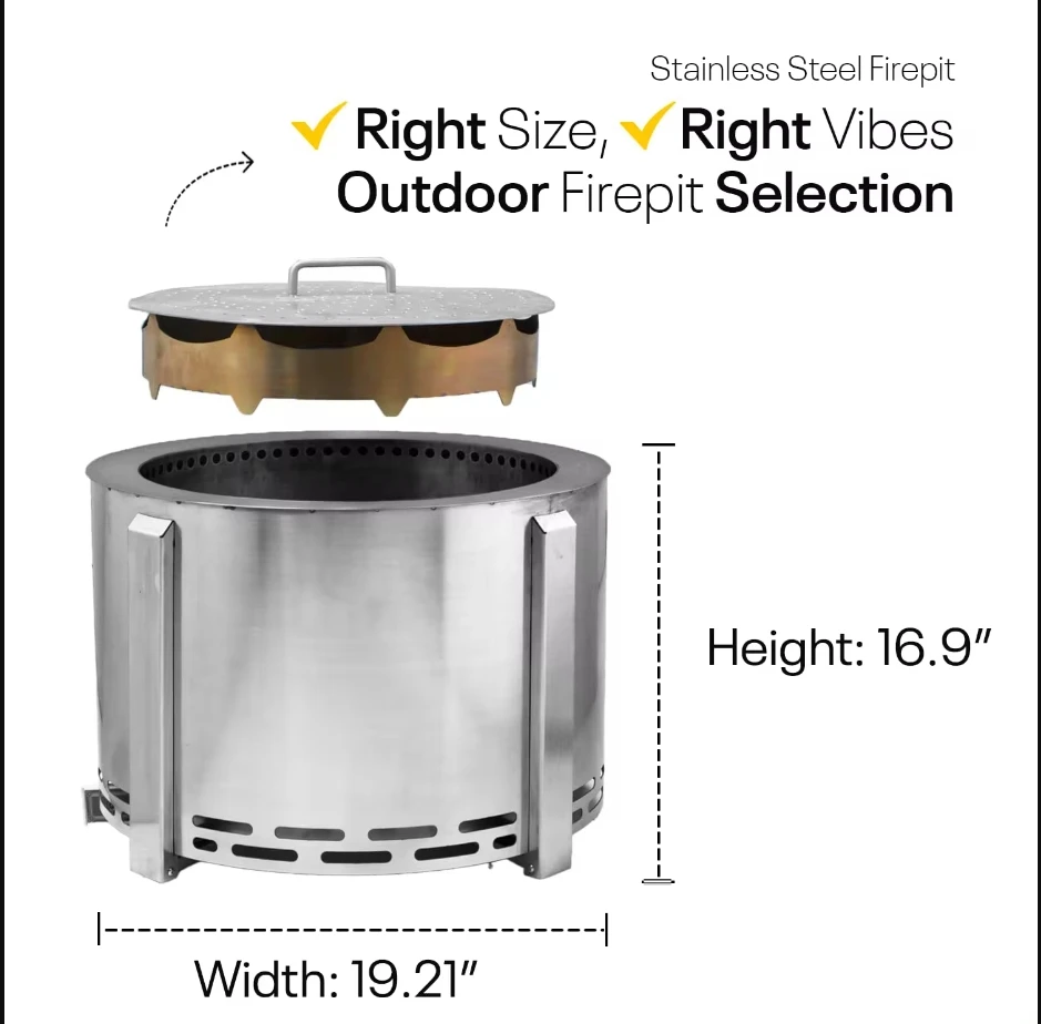 Backyard Second Burning Cooking Wood Burning Outside Portable Fire Pit Camping With Carry Bag