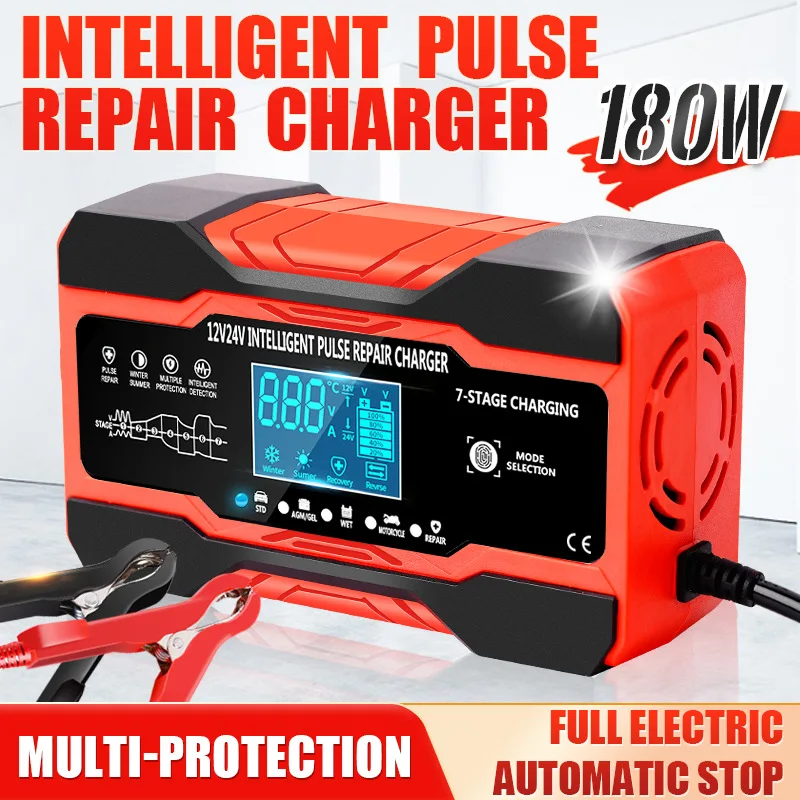 ZXX 12V-24V 5A Car Motorcycle Truck Repair Battery Charger AGM Charger