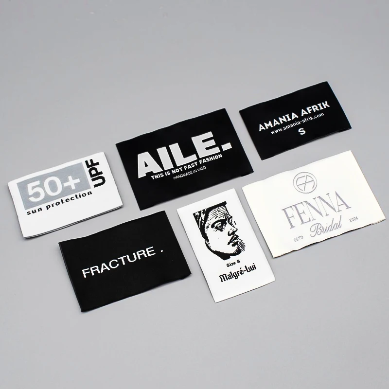 Custom Women Clothing Label Damask Logo Tag for Clothing Wholesale Garment Labels