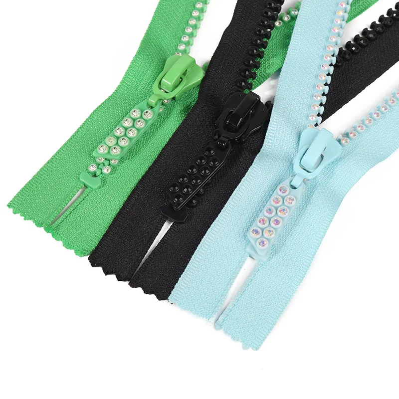 3 #5 #8 # алмазная застежка-молния, двухрядная застежка-молния с цветным хвостом из смолы, застежка-молния с зубцами, закрытая цепочка для одежды