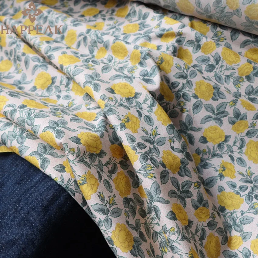 HAPPEAK wholesale 100% cotton floral tana lawn rose fabric custom digital print Liberty London fabric for dress