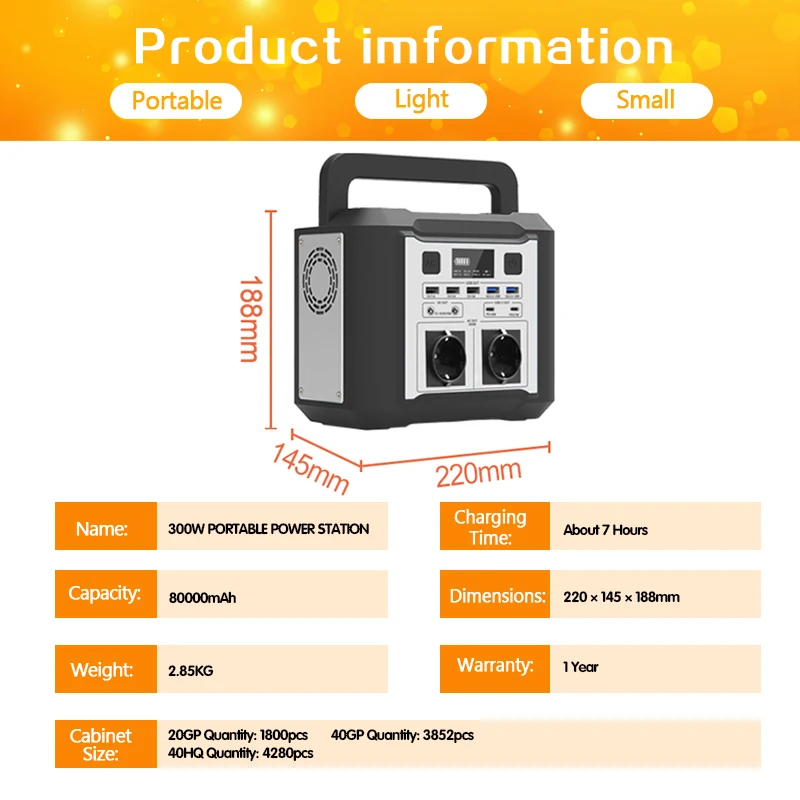 Small Outdoor Supply Best Stations 200W 220V 300Wh Generator 110V 300W Portable Power Station