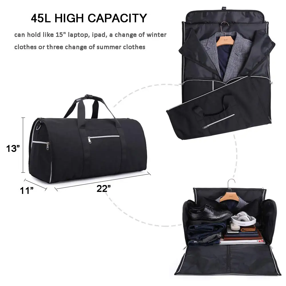 Carry-on Garment Bag 2 in 1 Convertible Duffel Bag Suit Travel Bag