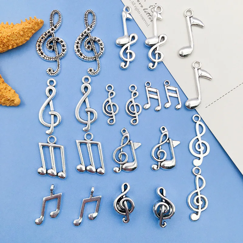 100pcs Alloy Multistyle Musical Instrument Notes Symbols Pendant Connector Music Elements Charm