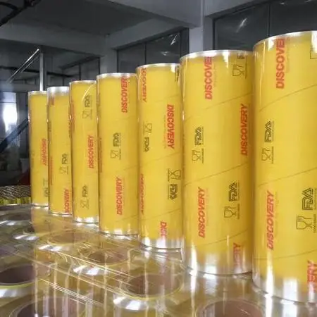 Clear PVC Film Food Wrap Water proof 10/11 Micron 30cm*1000m Food Packaging Keep Fresh Stretch Wrap 300mm 450mm Factory Custom
