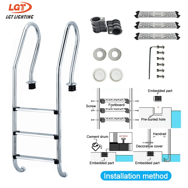 Manufacturers Wholesale 304 Stainless Steel Pool Ladder Mermaid Armrest Pool Spa High Quality Non Slip Pool Ladder