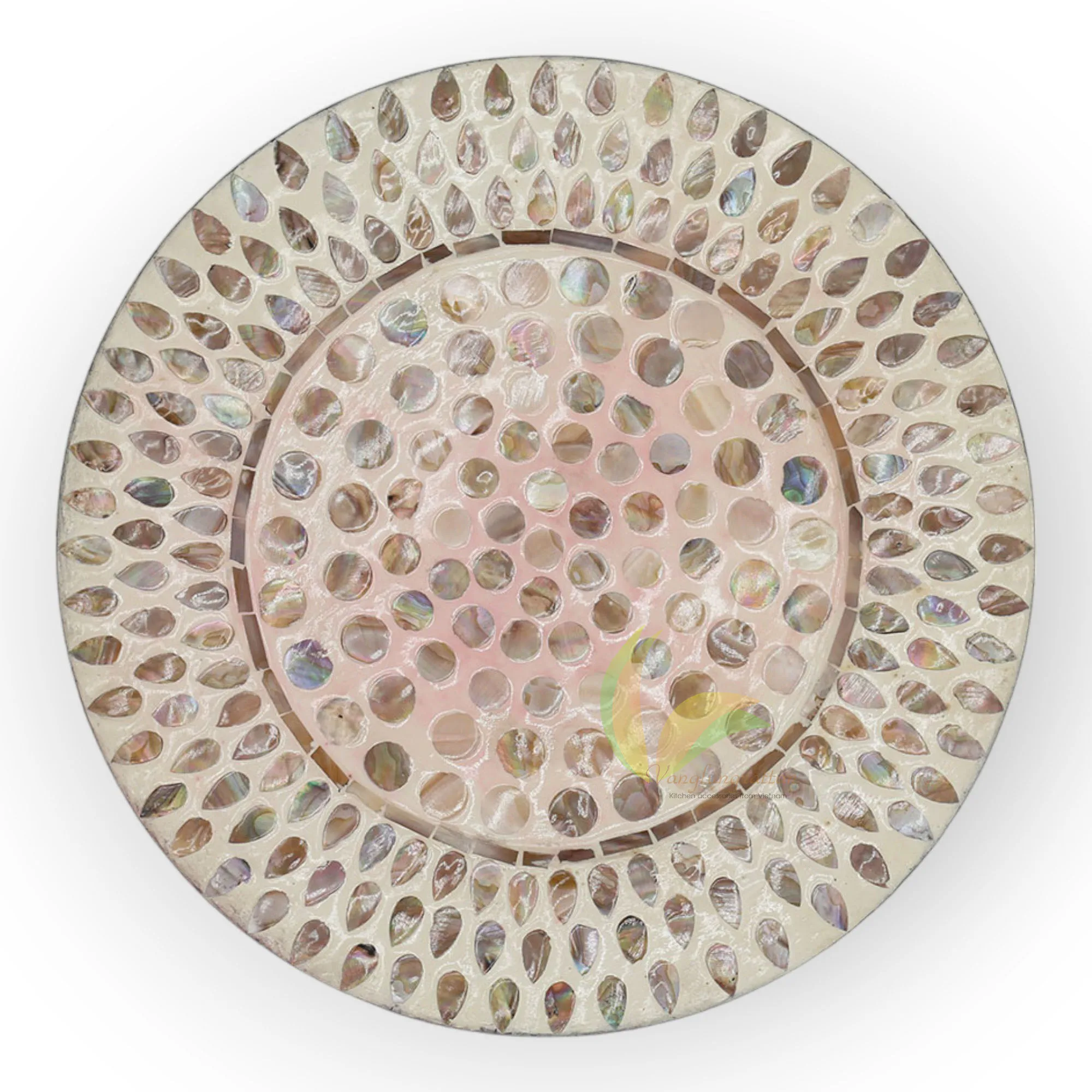Mother Pearl Inlay Nacre Wood Charger Plates for Dining Party Rustic Dinnerware Tableware Decoration Placemat