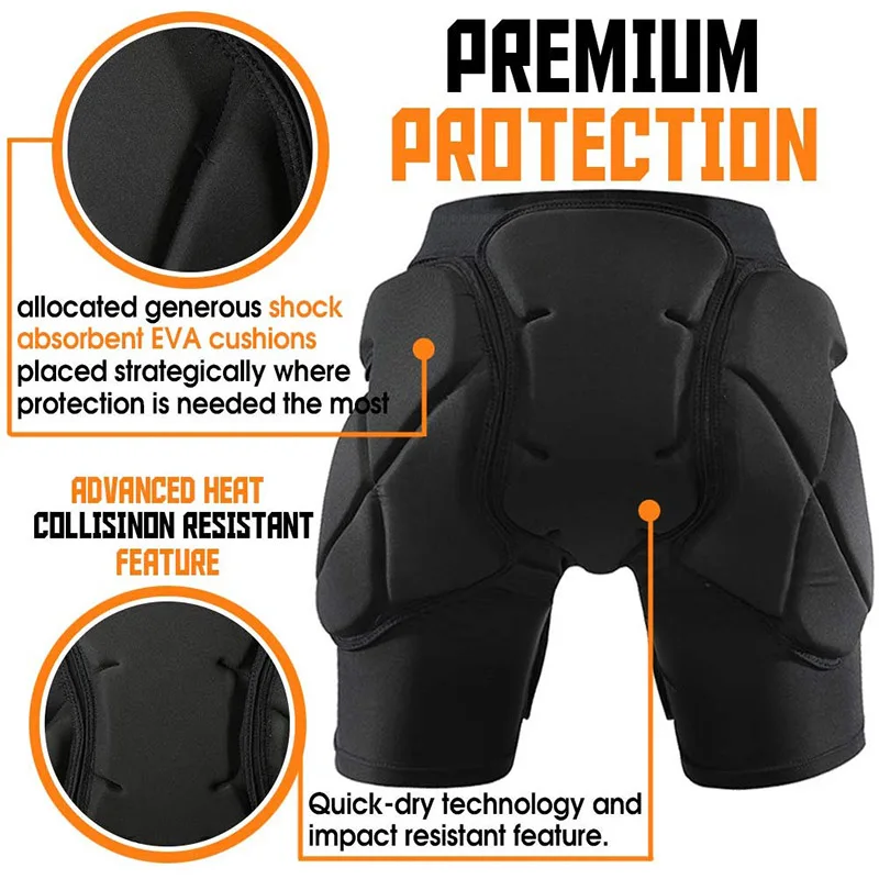 EVA Padded Compression Shorts Impact Resistance Protective Butt Padded Shorts Protection Pants for Ski Skate Snowboard Football