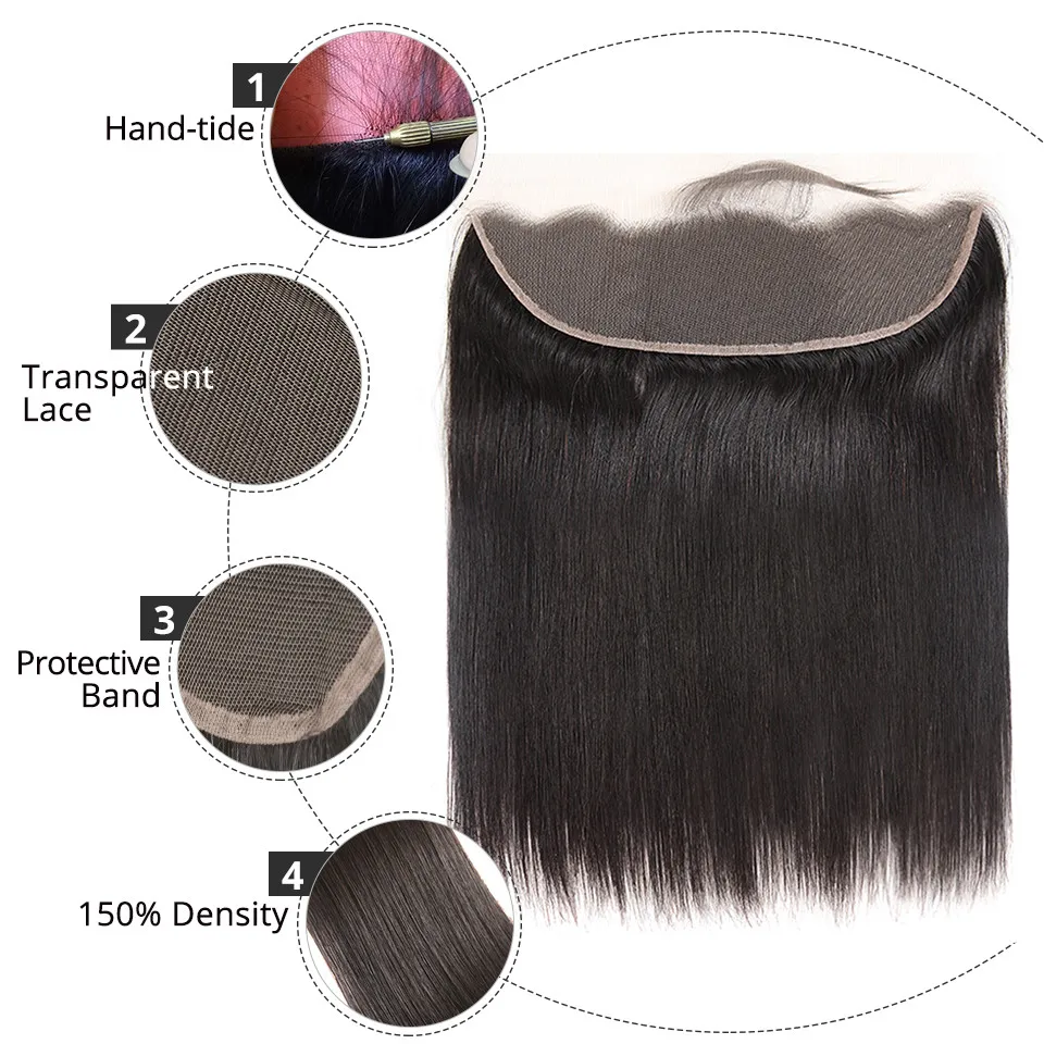 Transparent Straight 4x4 5X5 Lace Closure 13x4 Swiss Lace Frontal Human Hair Pre Plucked Baby Hair