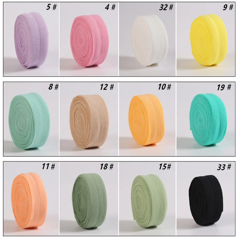 20mm  wholesale roll packing 40 colors  fold over elastic band binding bias tape