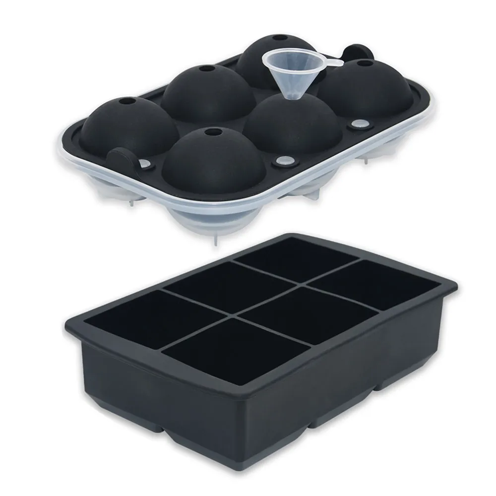 Benhaida New Arrival Reusable Cocktails Ice Sphere Tray Whisky Ice Ball Maker Easy Release Silicone Round Ice Cube Mold with Lid