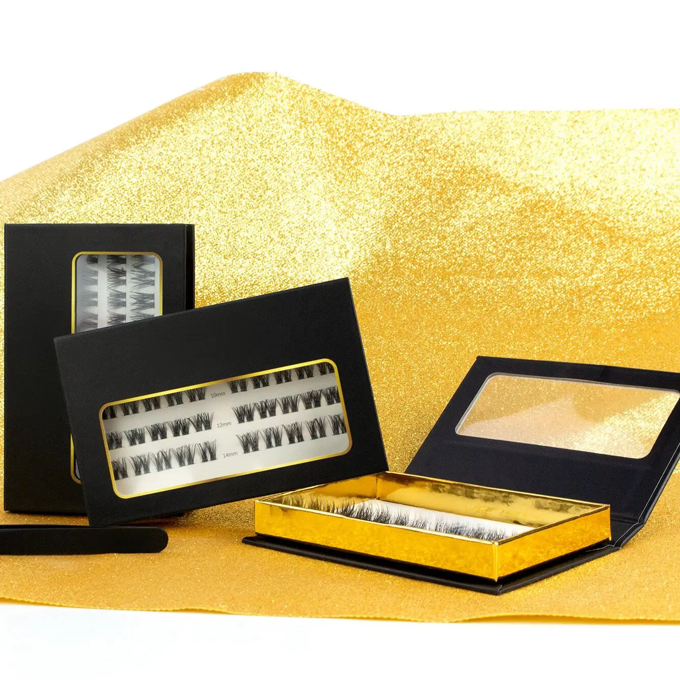 vegan pre bond lashes cluster kit wholesale  C D L curl press on lashes no glue hand made diy lash extension kit