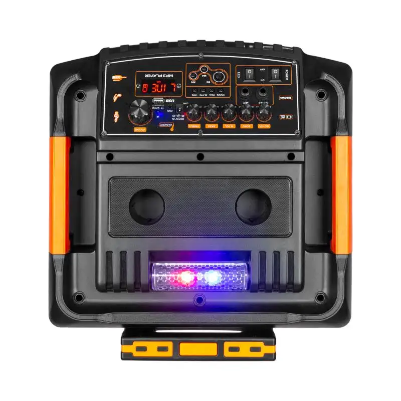 High power fashion design 12 Inch big bass Wooden loa Portable Wireless Karaoke dj Speaker sound box with led lights