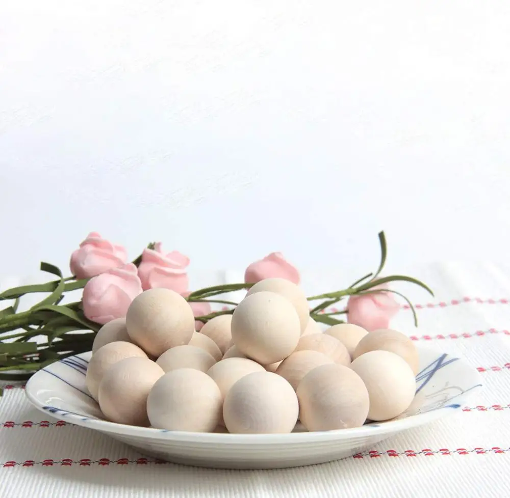 Wood Spacer Beads Ball Assorted Round Wood for Crafts DIY Jewelry Making Home Decoration Natural Wood Color Carved Folk Art