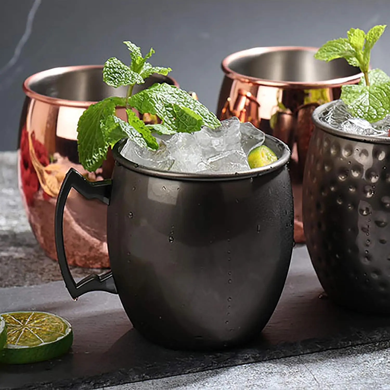 Custom Stainless Steel Cup Cocktail Moscow Mule Copper Mugs 500ml Beer Mug Bar Tools Champagne Gold Moscow Mule Mug 16oz