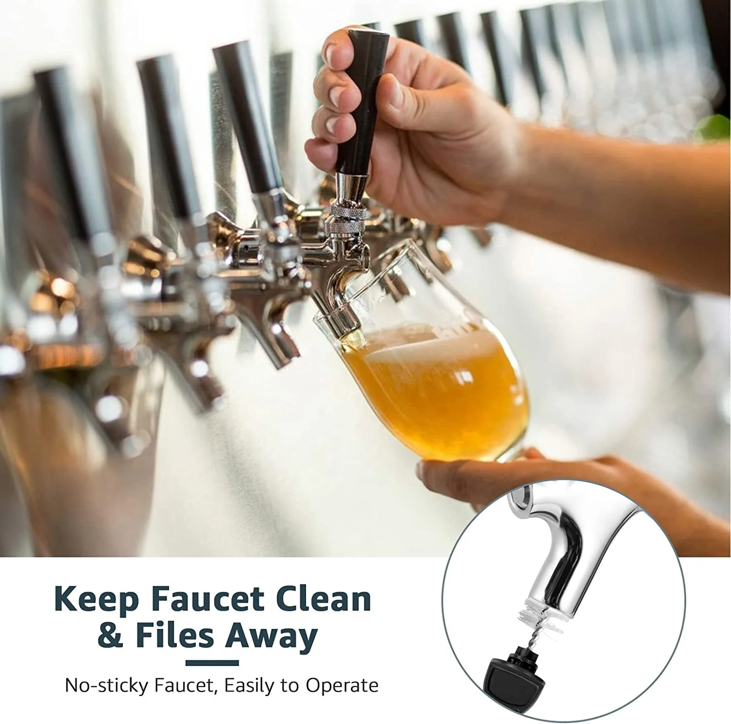 Beer Faucet Stainless Steel Beer Tap Faucet Keg Tap with Beer Faucet Tap Handle, Beer Tap Faucet Plug, Draft Beer Keg Tap Faucet