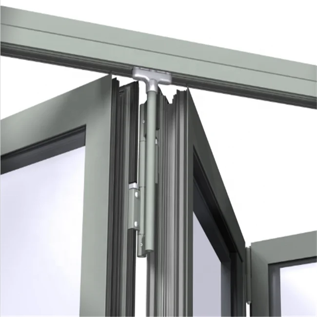 Office Exterior Tempered Reflective Glass Aluminum Alloy Frame Folding Sliding Door System