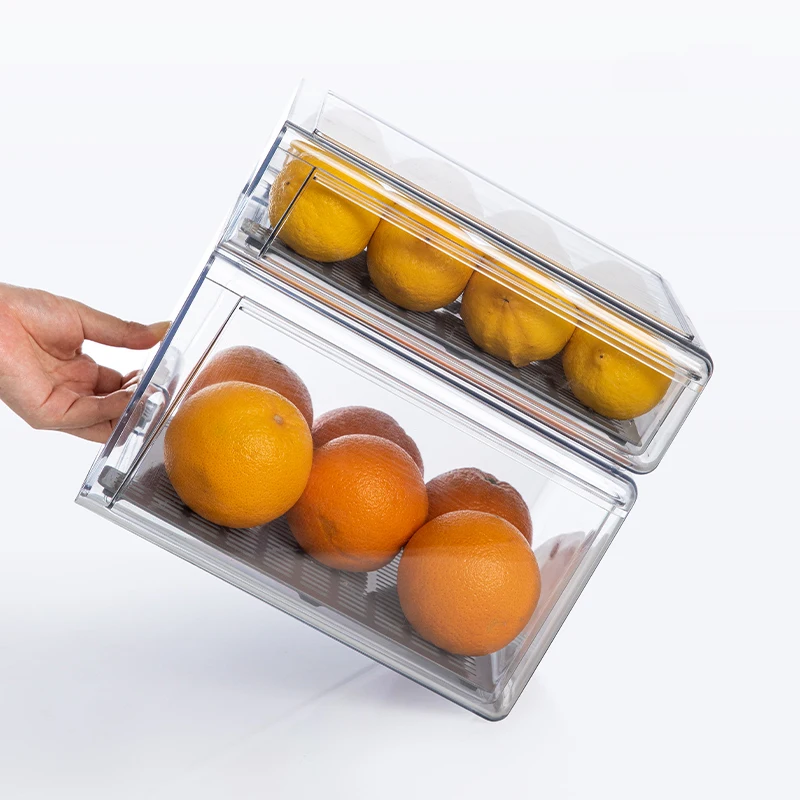 SHIMOYAMA Fridge Storage Organizer Box Refrigerator Stackable Pull Out Refrigerator Organizer Box