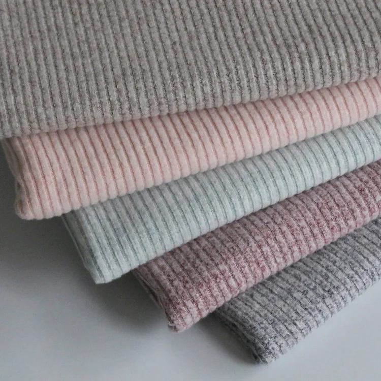 662#The manufacturer sales rib knit fabric 48% rayon 47% polyester 5% spandex 4*3 knitted ribbed fabric  for coats