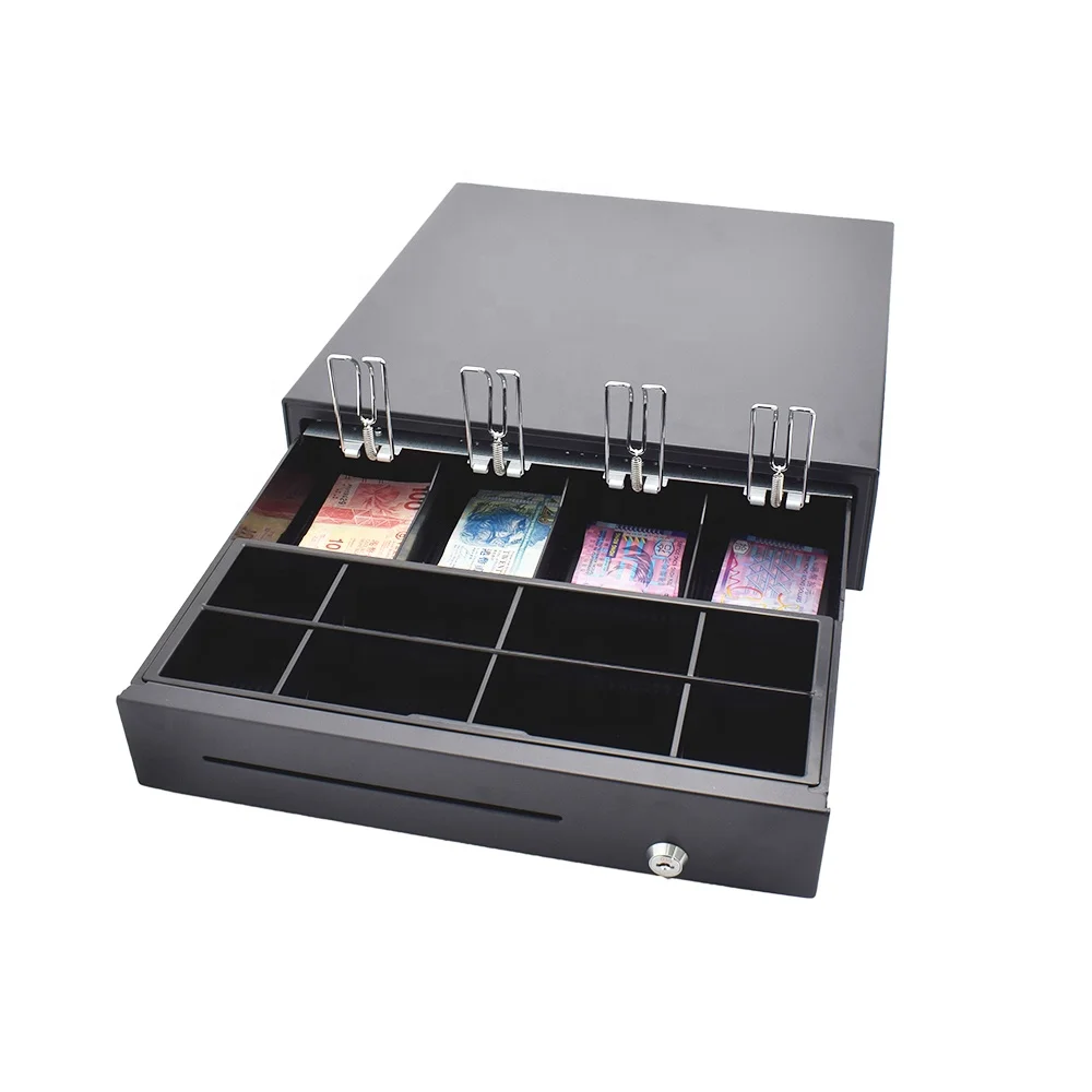Cash Drawer Double Cheque Slots 3 lock Money Drawer Restaurtant Electronic Cash Register Box removable Tray for Sale Pos System