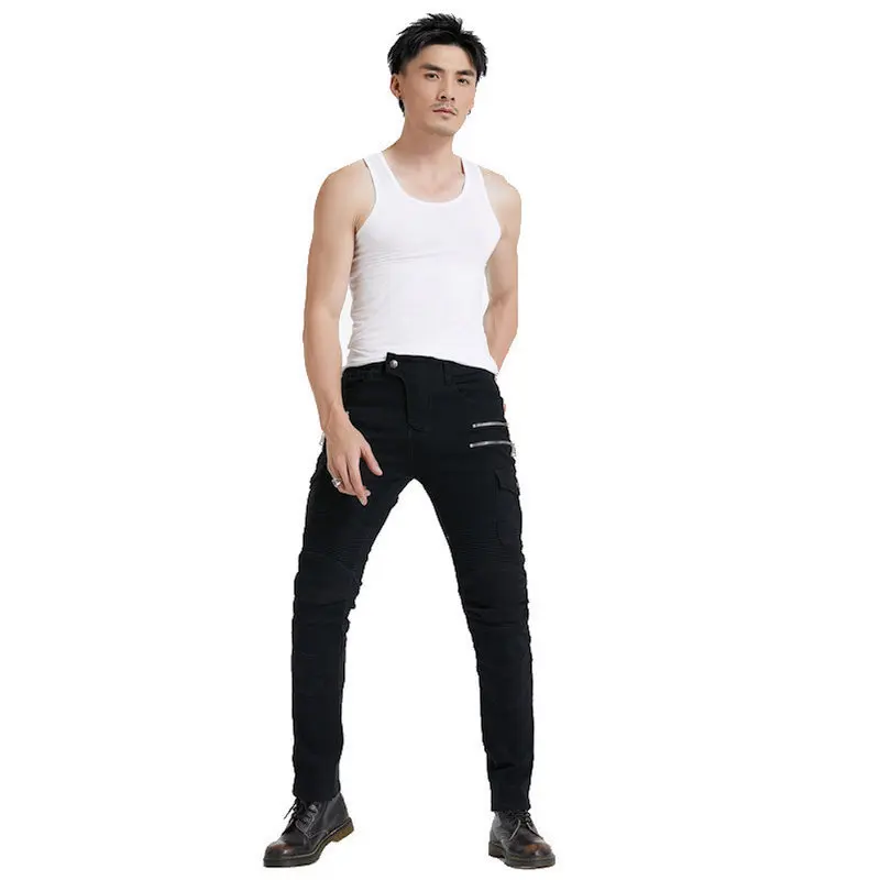 Custom Anti-drop Detachable Hip protector moto pant riding motorbike jeans faded blue Motorcycle Riding Jeans Pants