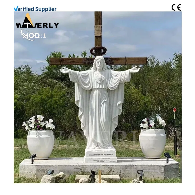 Наружный садовый декор мраморная статуя Христа скульптура в натуральную величину церковная каменная Иисуса с открытой рукой