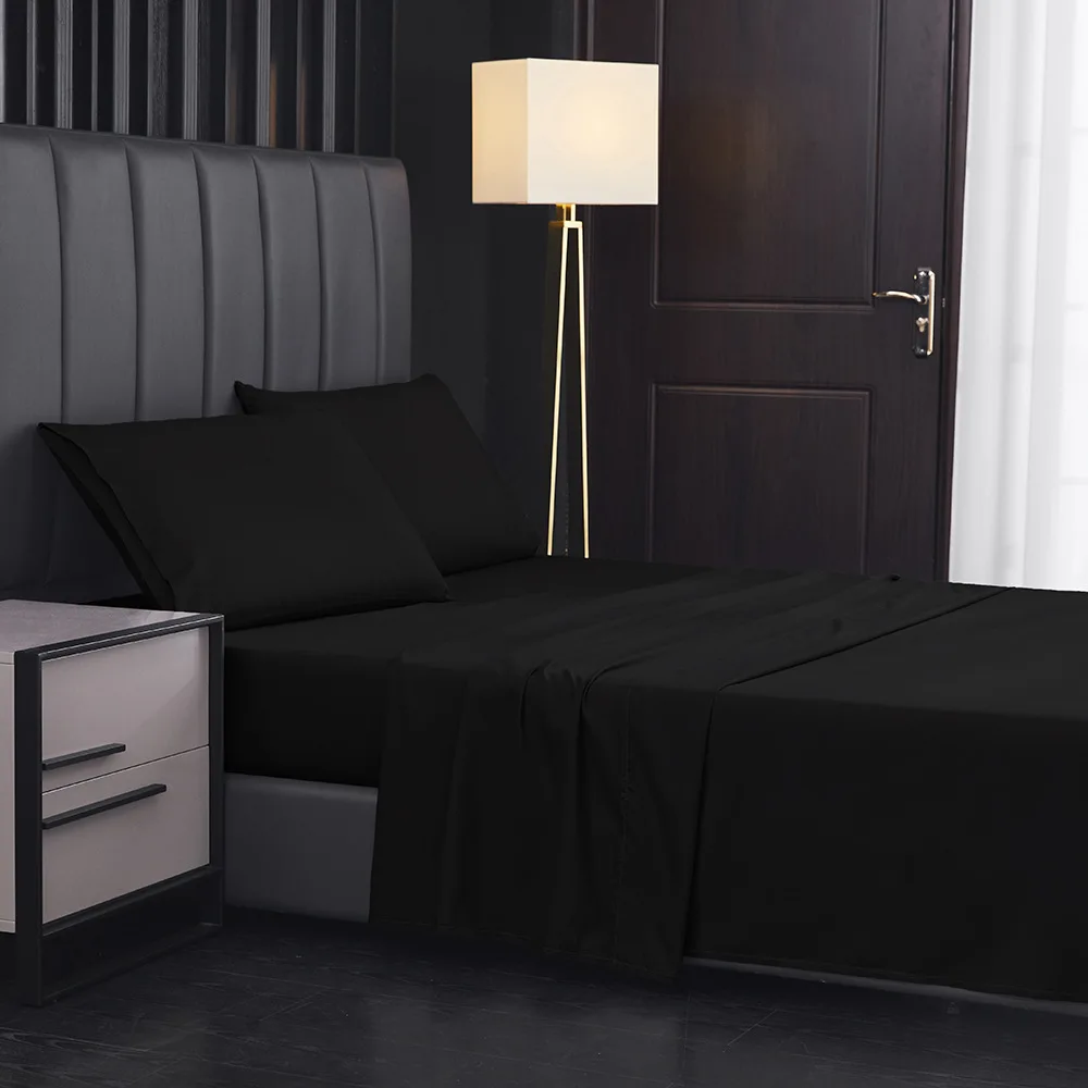 High quality Cheap brushed Microfiber soft polyester Hotel Home Custom Logo twin full king queen solid bed sheet fitted sheet