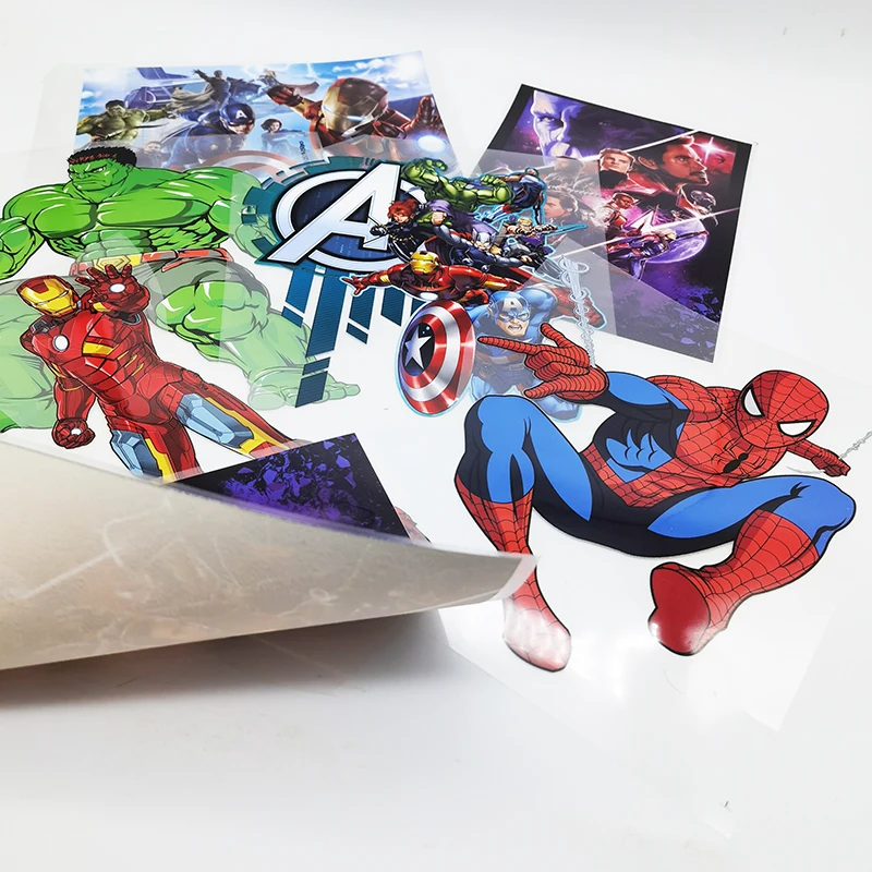 Brand Name Logo Super Hero Cartoon Character Labels Vinyl Offset Printing Heat Transfer Sticker for T Shirts