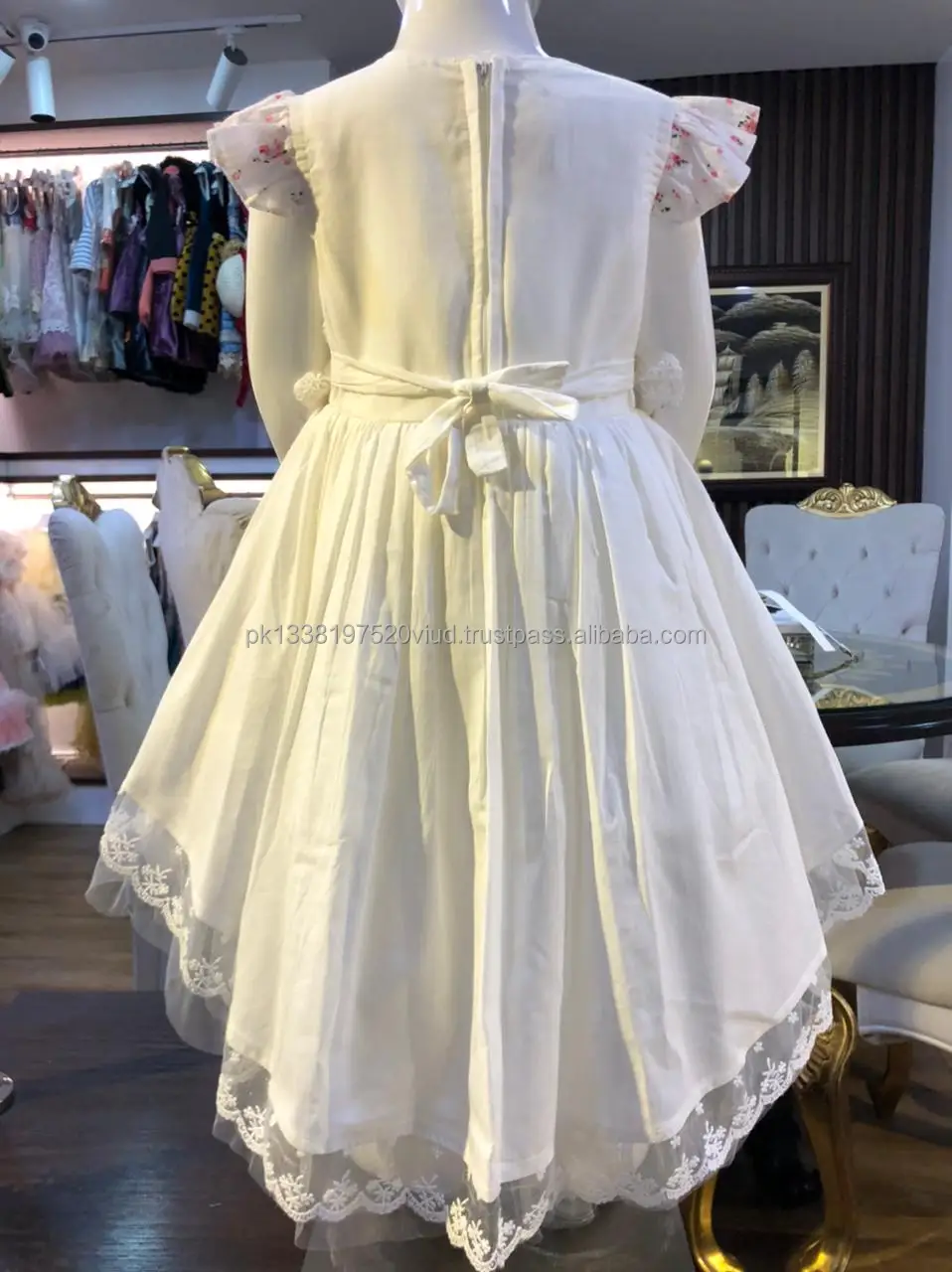 tail printed cotton frock with hairband best pakistani design with nice quality baby girl party dresses