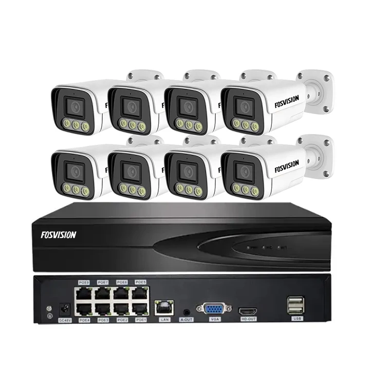 Fosvision Hd Video Surveillance 5mp Ip Poe Camera System 8ch Poe Nvr Camera Kit Set 8 Channel Nvr Home Security Cctv System