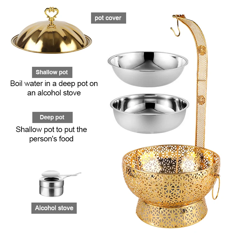 Wholesale Hotel Buffet Set 8L Stainless Steel Food Warmers Luxury Gold Chafing Dish