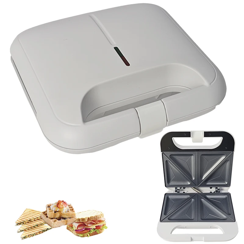 Fixed cheap Matt Finish White Black spray 2 slice triangle plate press grill breakfast panini waffle sandwich maker