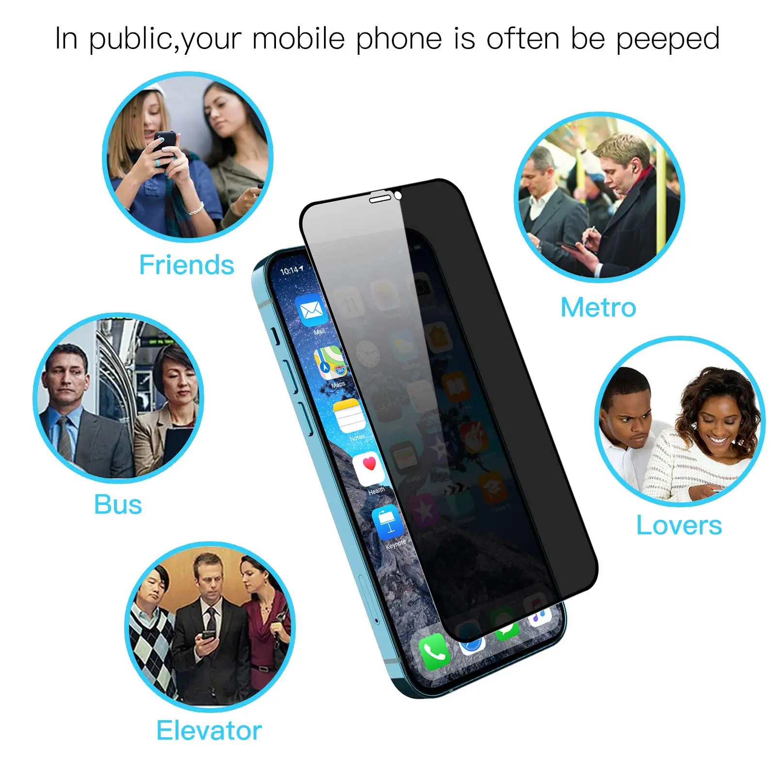 Антишпионское закаленное стекло для iphone 13 Защита
