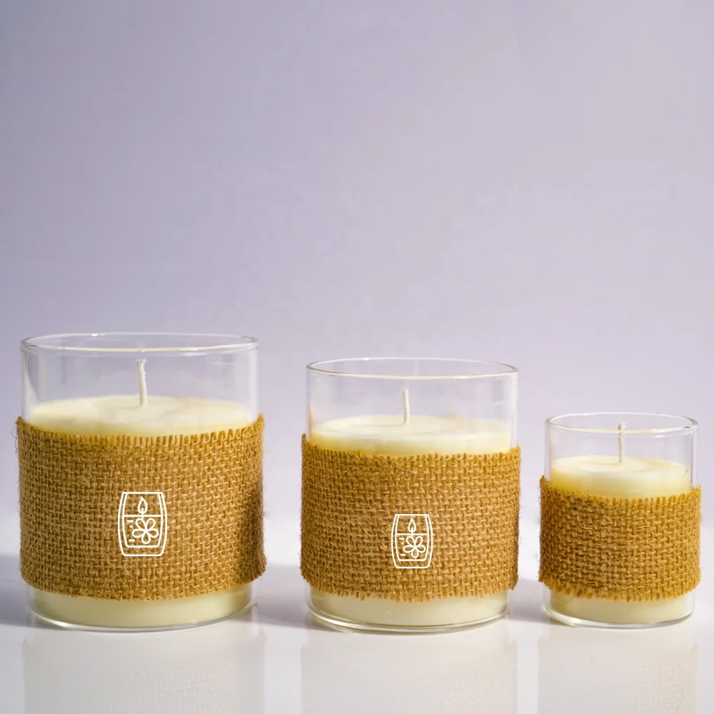 natural soy wax candle in glass jar