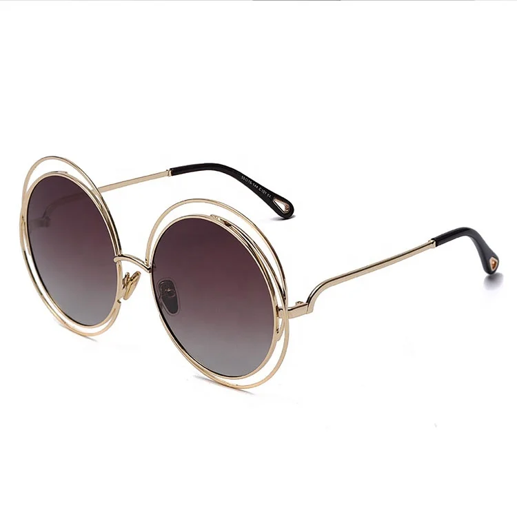 Fashion Vintage Oversized Round Rose Colored Frame Sunglasses Stylish For Womens Metal Sunglasses Shades Sun glasses