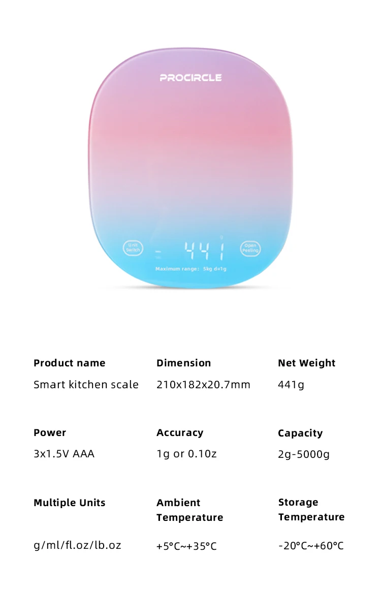 Procircle Wholesale Digital Kitchen Scale Weigh Food