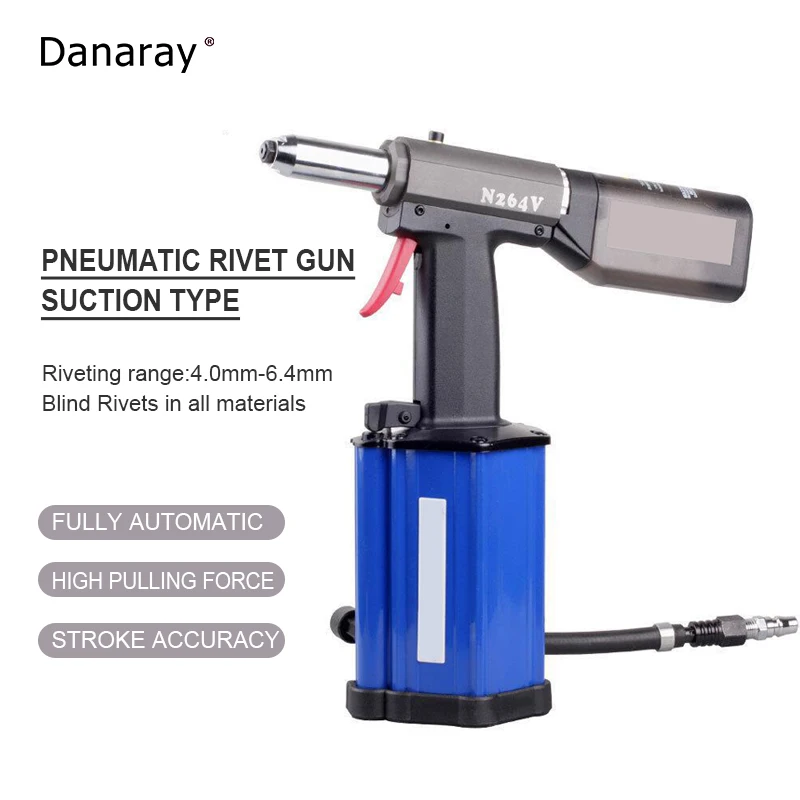 Auto Self-Priming Stainless Steel Blind Rivets Pull Riveting Gun Pneumatic Riveter with Collection Bottle