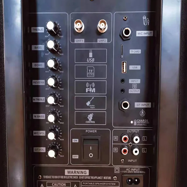 Led Light Control Tws Wireless Speakers Volume Usb 12/15 Inch Box Trolley with Mic Portable Speaker