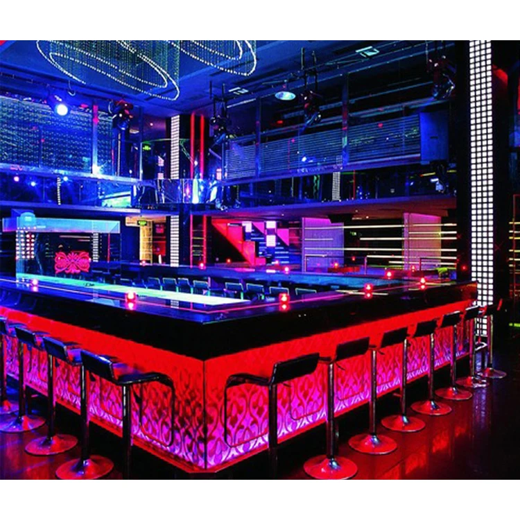 Modern Acrylic Illuminated Lighted Restaurant Pub Cafe Wine Bar Counter Drinking Table and Chair