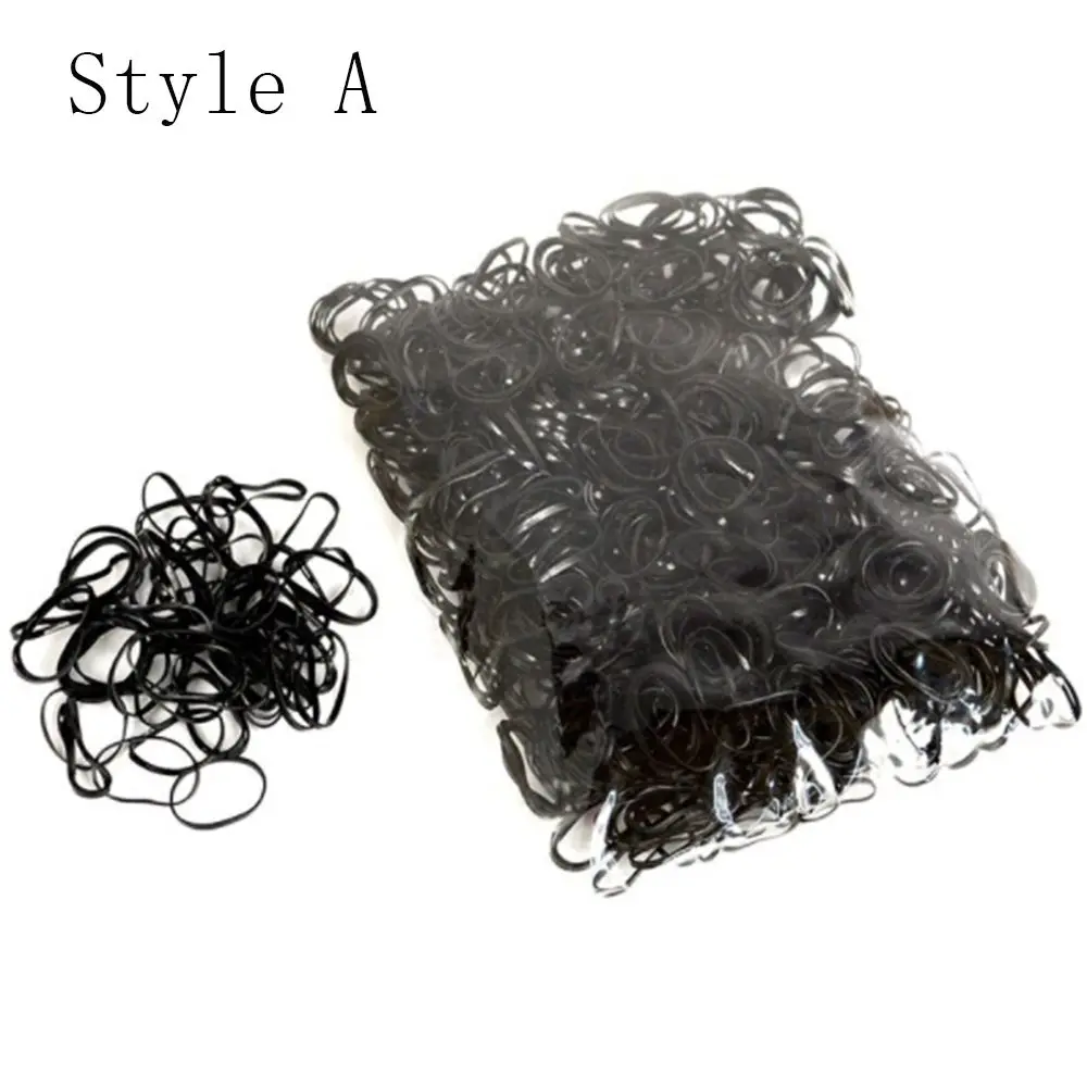 1000Pcs/bag Hair Rubber Cord Rubber Band Transparent White 1mm Clear Ponytail Holder Elastic Rubber Hair Rope Braider Tool