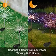 Colorful RGB Copper Wire Firework Light Outdoor Garden Waterproof LED Solar Firework Light