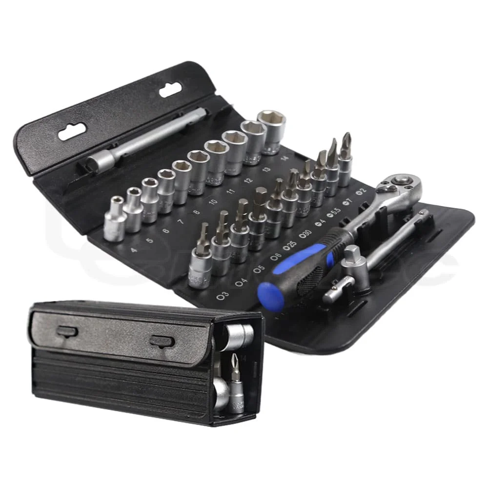 Professional 23-Piece Socket & HBS Set with Ratchet and Hex Bits Taiwan Made